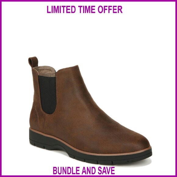 Women's Chelsea Boots Size 9.5W Slip-On Lug Sole Comfort Arch Support